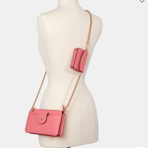 Coach Handbags - Coach Poppy gold taffy pink crossbody with card case holder